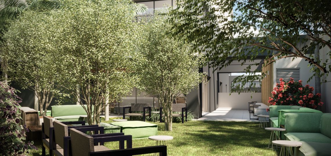 Perspectiva artística do Garden Lounge