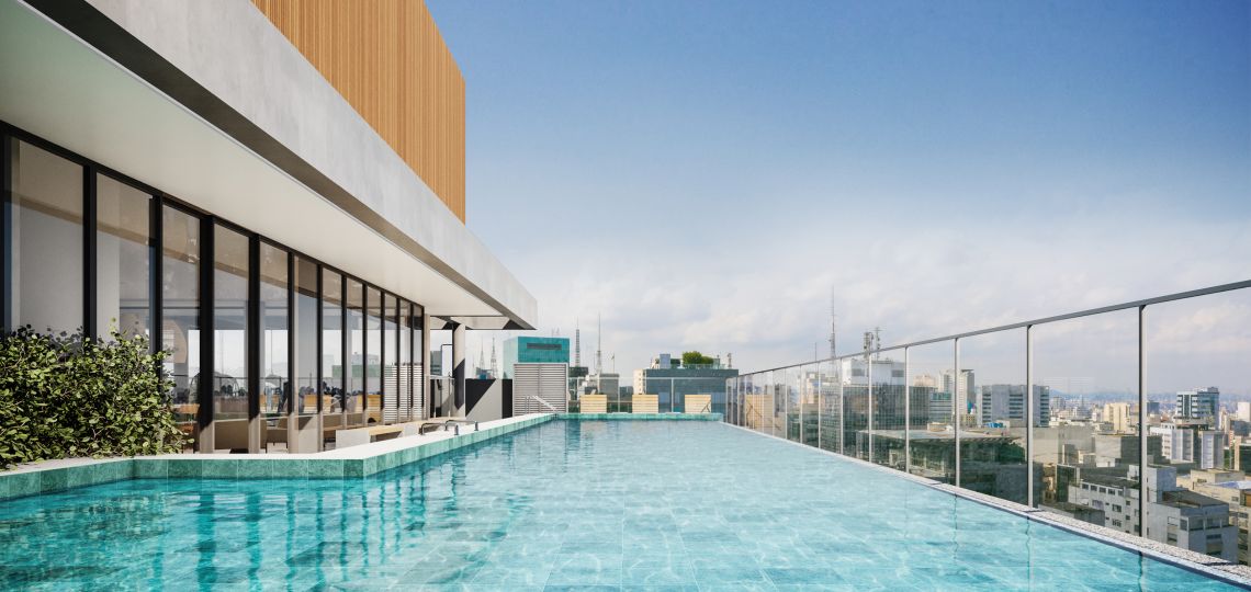 Perspectiva artística da Piscina descoberta