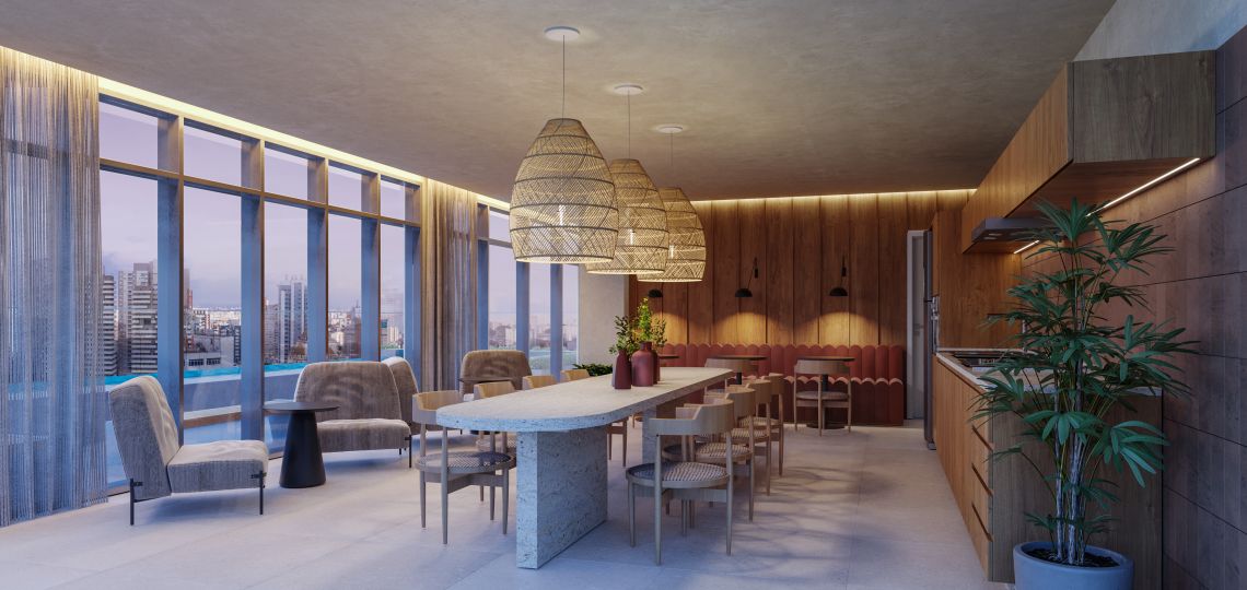 Perspectiva artística do salão Gourmet