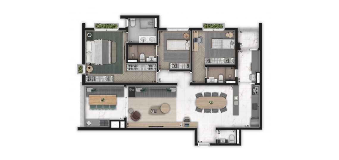 3 Dorms - 128m²