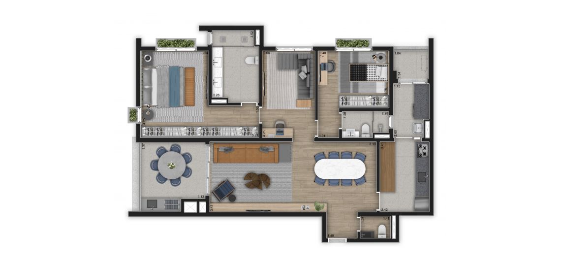 128m² - 2 Dorms
