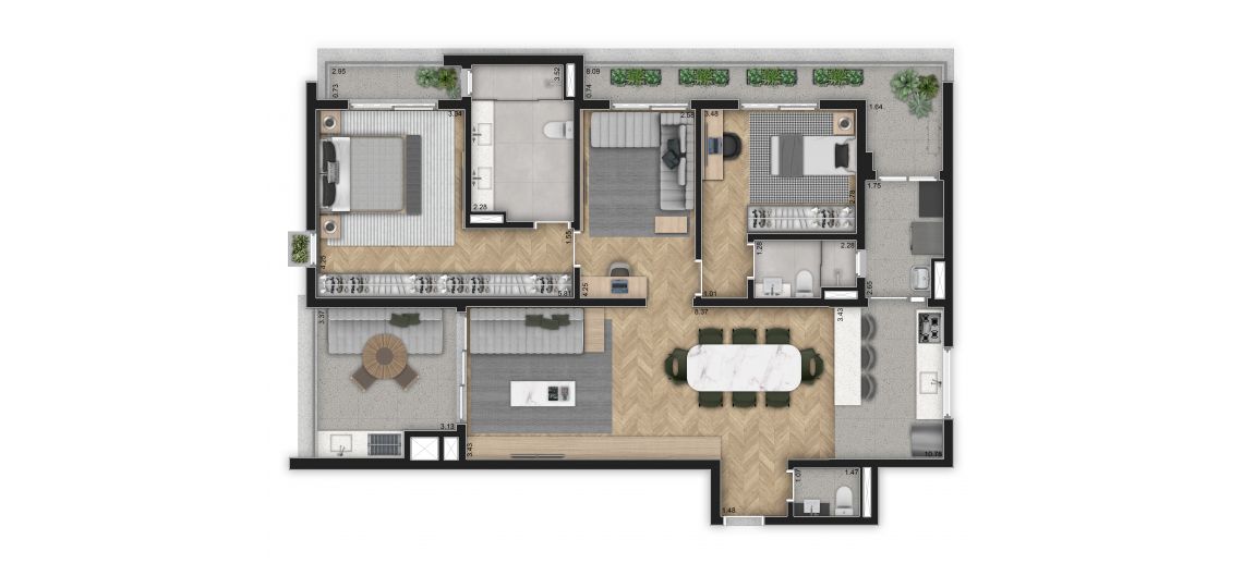 140m² - 2 Dorms