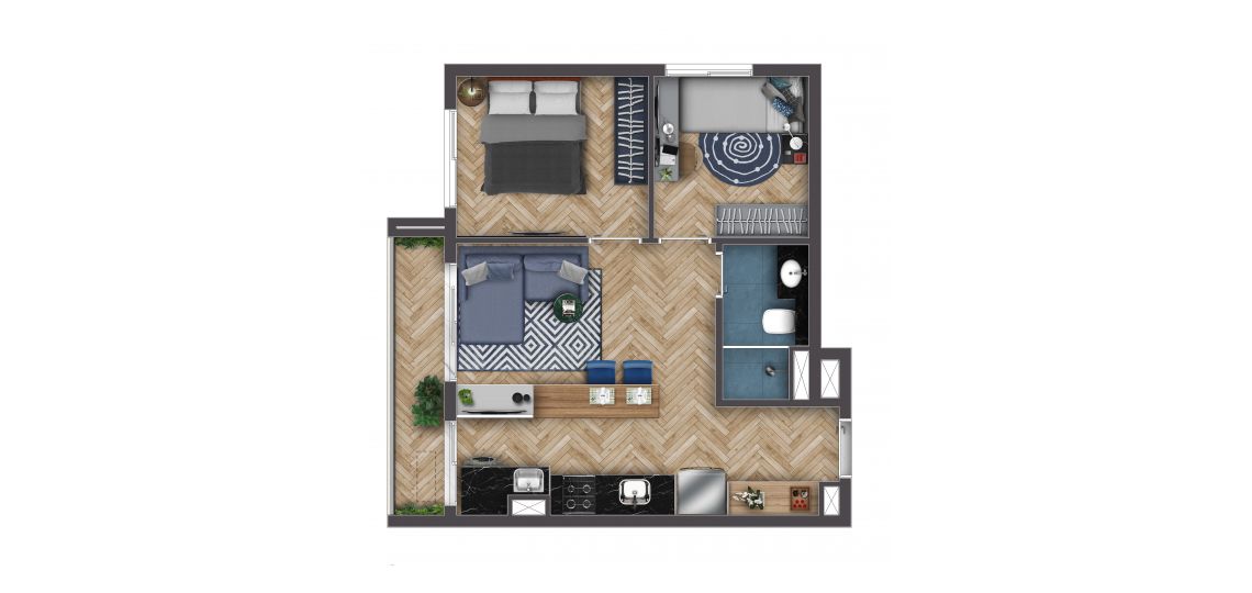 Planta Tipo - 2 Dormitórios